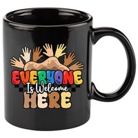 Idaho Teacher Everyone Is Welcome Here Equality LGBT Groovy 11oz C Handle Ceramic Mug