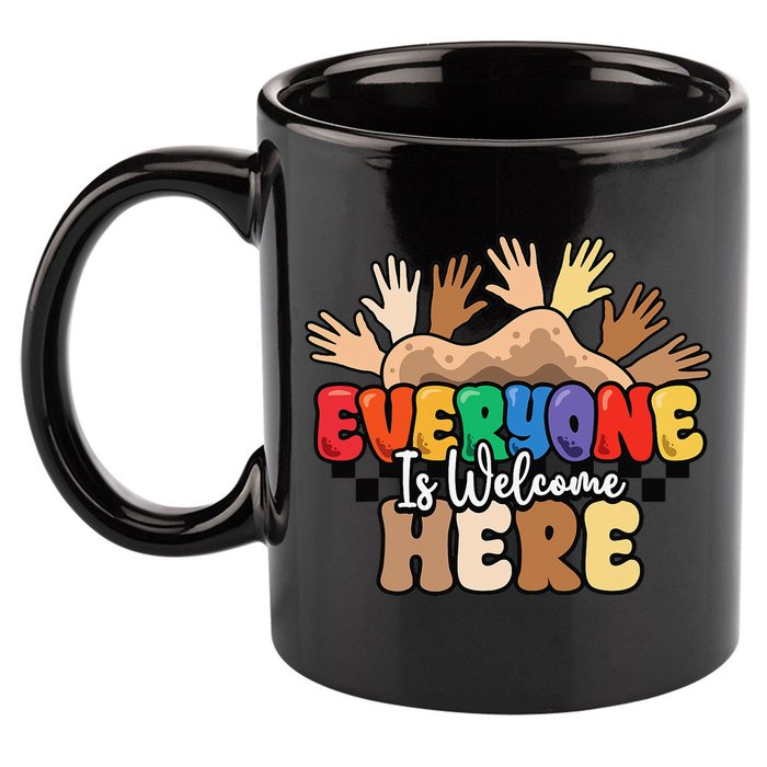 Idaho Teacher Everyone Is Welcome Here Equality LGBT Groovy 11oz C Handle Ceramic Mug