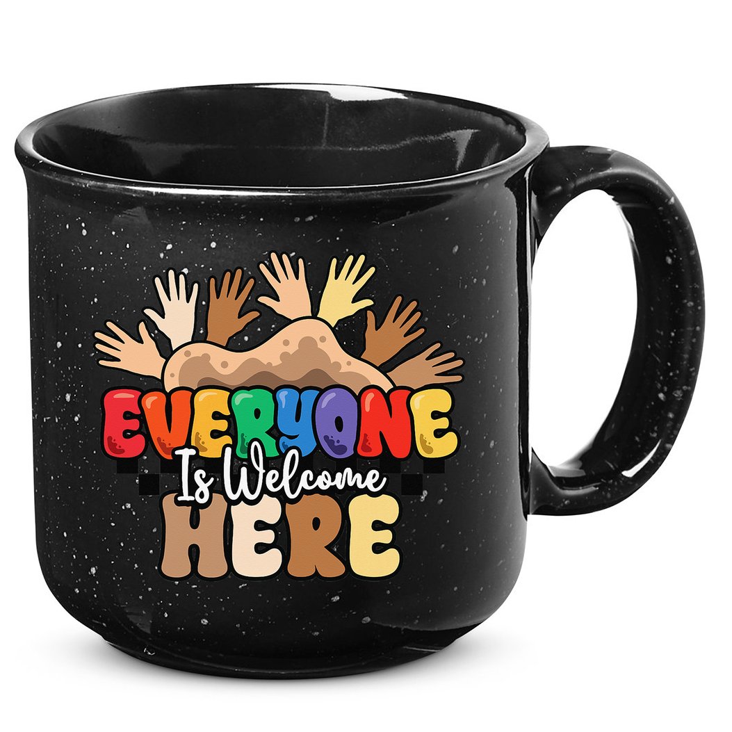 Idaho Teacher Everyone Is Welcome Here Equality LGBT Groovy 15oz Campfire Ceramic Mug