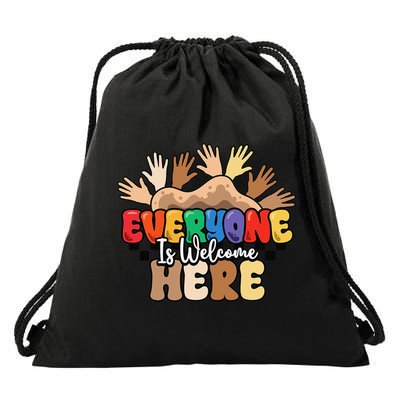 Idaho Teacher Everyone Is Welcome Here Equality LGBT Groovy Drawstring Bag