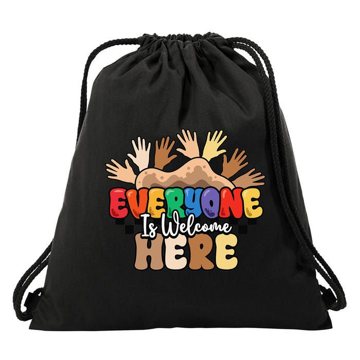 Idaho Teacher Everyone Is Welcome Here Equality LGBT Groovy Drawstring Bag