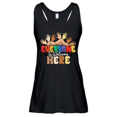 Idaho Teacher Everyone Is Welcome Here Equality LGBT Groovy Ladies Essential Flowy Tank