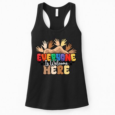 Idaho Teacher Everyone Is Welcome Here Equality LGBT Groovy Womens Tank Top