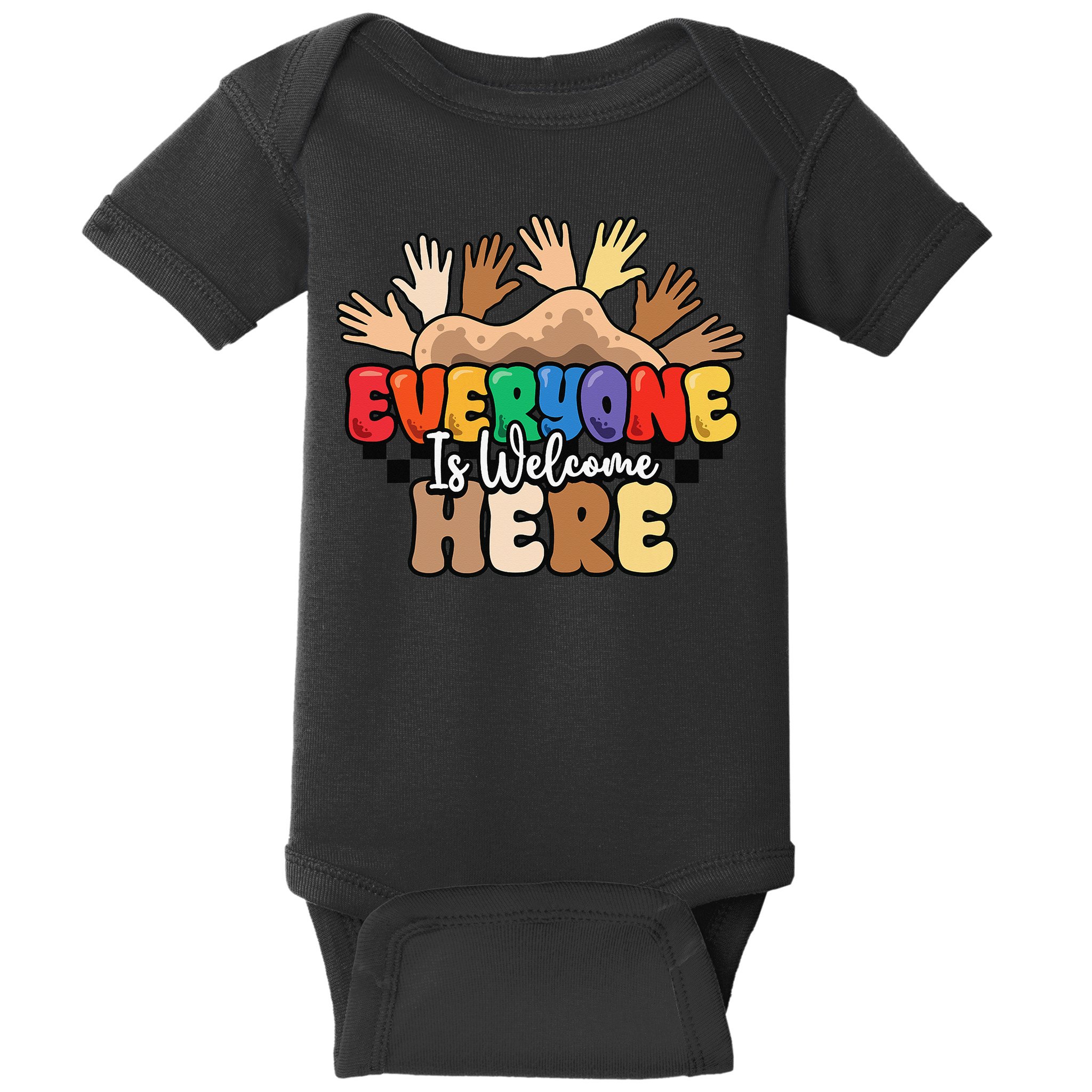 Idaho Teacher Everyone Is Welcome Here Equality LGBT Groovy Baby Bodysuit