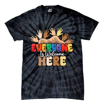 Idaho Teacher Everyone Is Welcome Here Equality LGBT Groovy Tie-Dye T-Shirt