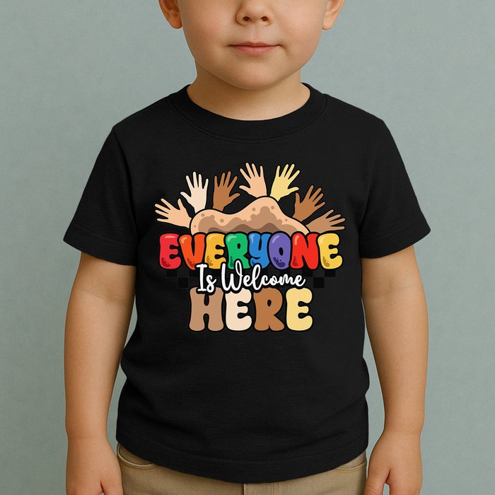 Idaho Teacher Everyone Is Welcome Here Equality LGBT Groovy Toddler T-Shirt