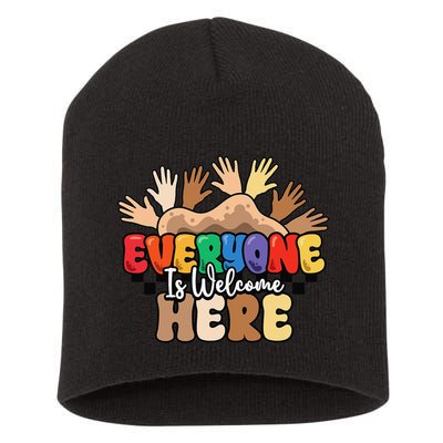Idaho Teacher Everyone Is Welcome Here Equality LGBT Groovy Short Acrylic Beanie