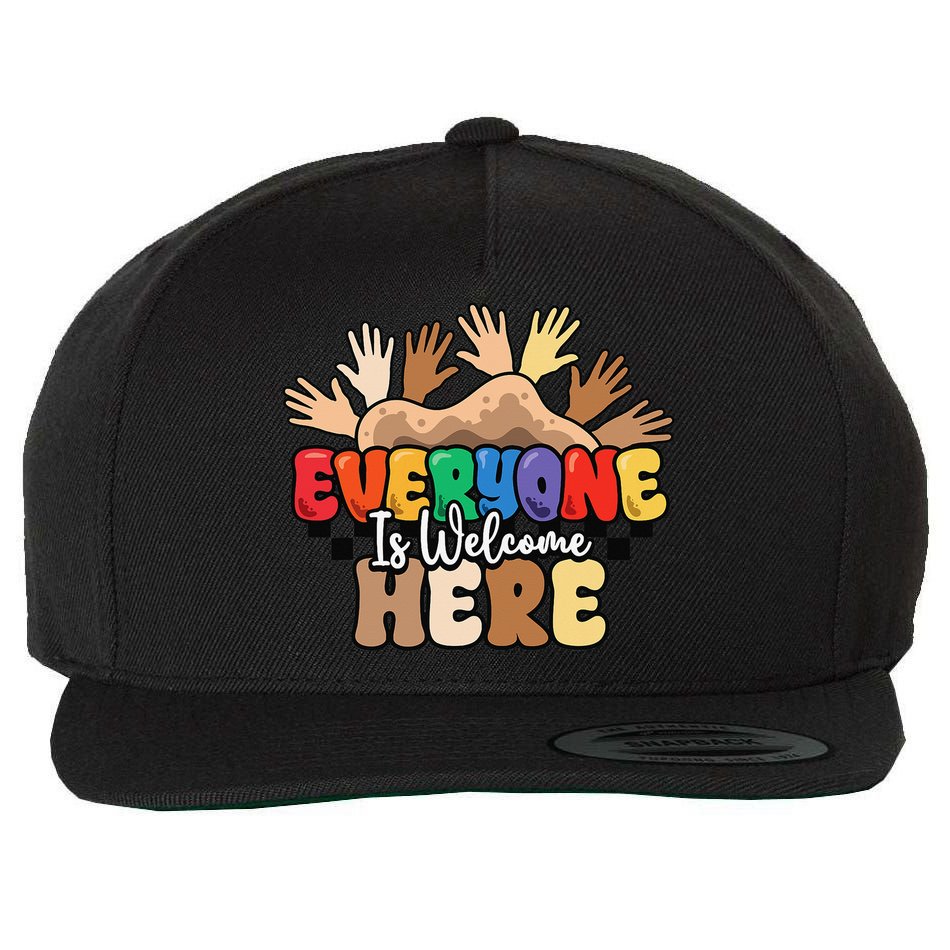 Idaho Teacher Everyone Is Welcome Here Equality LGBT Groovy Wool Snapback Cap