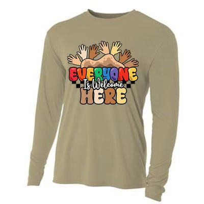 Idaho Teacher Everyone Is Welcome Here Equality LGBT Groovy Cooling Performance Long Sleeve Crew