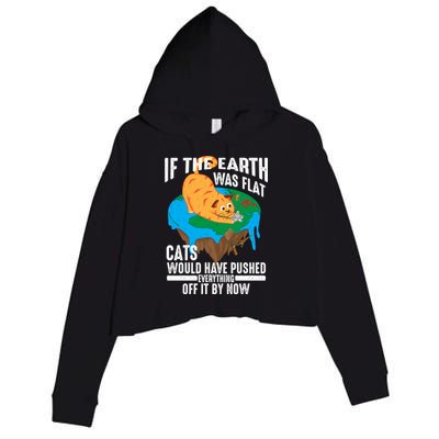 If The Earth Was Flat Cool Planet Cats Funny Gift Crop Fleece Hoodie