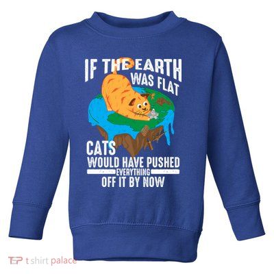 If The Earth Was Flat Cool Planet Cats Funny Gift Toddler Sweatshirt