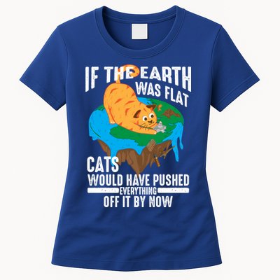 If The Earth Was Flat Cool Planet Cats Funny Gift Womens T-Shirt
