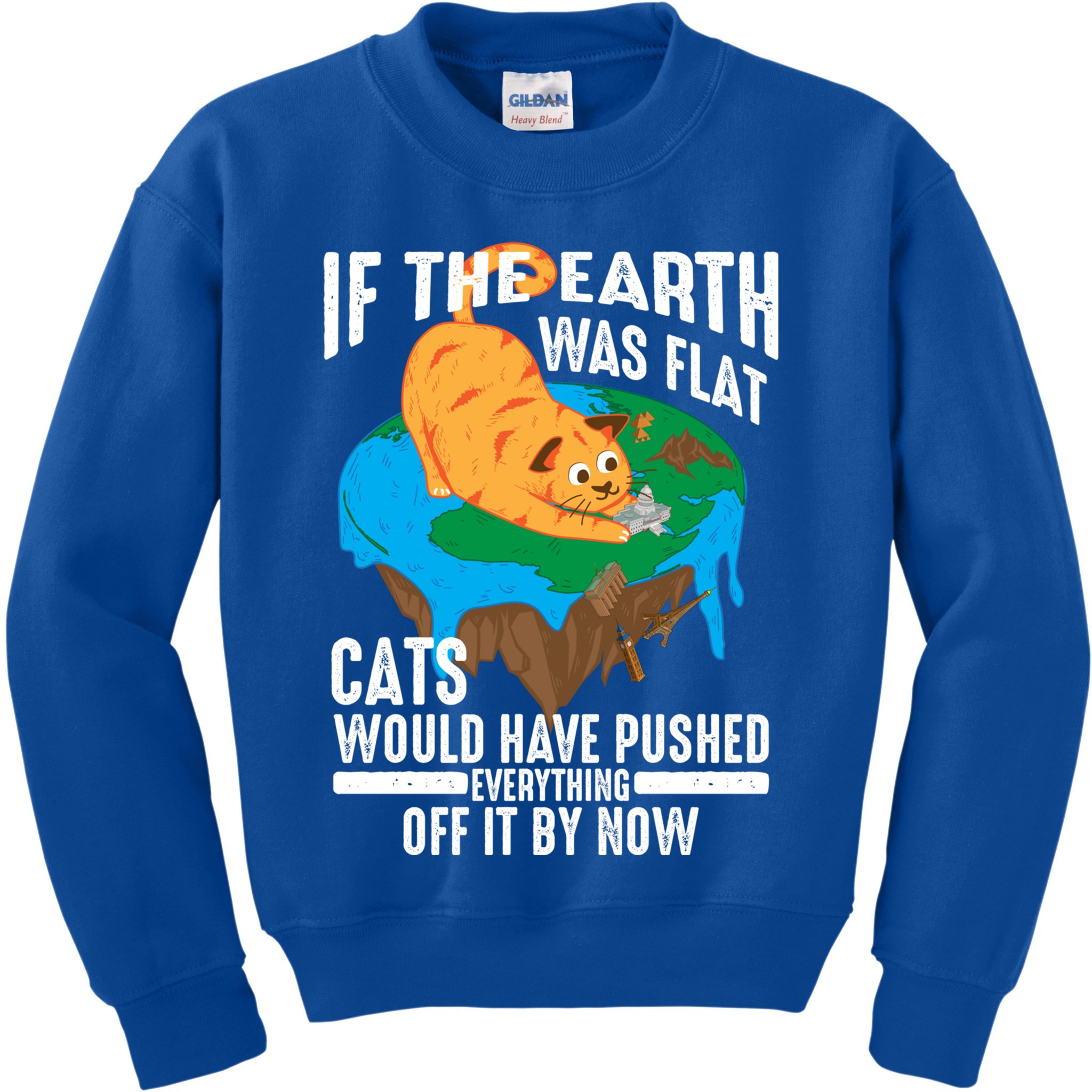 If The Earth Was Flat Cool Planet Cats Funny Gift Kids Sweatshirt