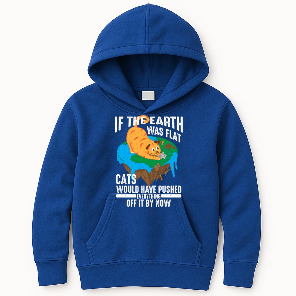 If The Earth Was Flat Cool Planet Cats Funny Gift Kids Hoodie