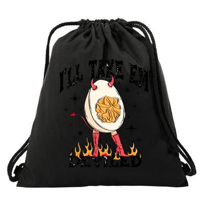 ILl Take Em Deviled Funny Thanksgiving Deviled Eggs Drawstring Bag