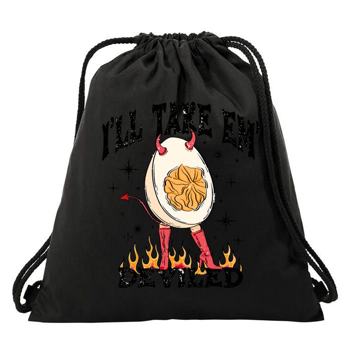 ILl Take Em Deviled Funny Thanksgiving Deviled Eggs Drawstring Bag