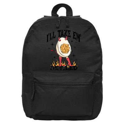 ILl Take Em Deviled Funny Thanksgiving Deviled Eggs 16 in Basic Backpack