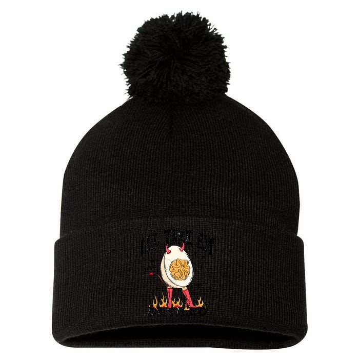 ILl Take Em Deviled Funny Thanksgiving Deviled Eggs Pom Pom 12in Knit Beanie