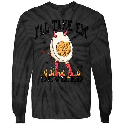 ILl Take Em Deviled Funny Thanksgiving Deviled Eggs Tie-Dye Long Sleeve Shirt