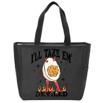 ILl Take Em Deviled Funny Thanksgiving Deviled Eggs Zip Tote Bag