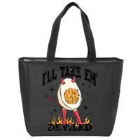 ILl Take Em Deviled Funny Thanksgiving Deviled Eggs Zip Tote Bag