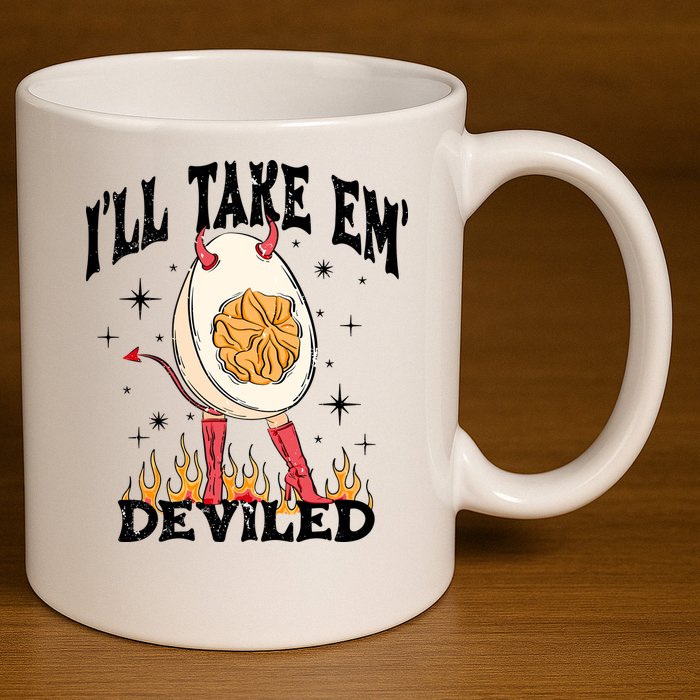 ILl Take Em Deviled Funny Thanksgiving Deviled Eggs 11oz C Handle Ceramic Mug