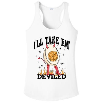ILl Take Em Deviled Funny Thanksgiving Deviled Eggs Ladies PosiCharge Competitor Racerback Tank