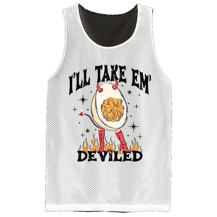 ILl Take Em Deviled Funny Thanksgiving Deviled Eggs Mesh Reversible Basketball Jersey Tank