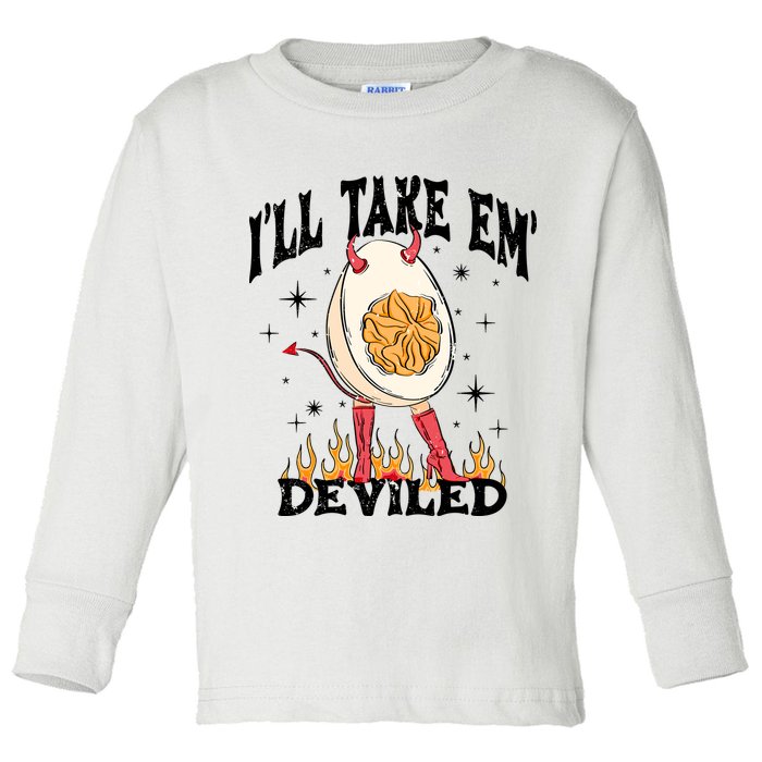 ILl Take Em Deviled Funny Thanksgiving Deviled Eggs Toddler Long Sleeve Shirt