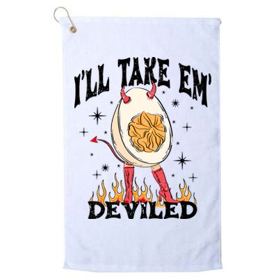 ILl Take Em Deviled Funny Thanksgiving Deviled Eggs Golf Towel