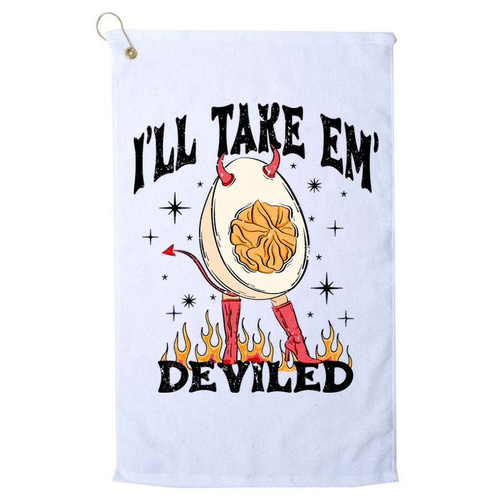 ILl Take Em Deviled Funny Thanksgiving Deviled Eggs Golf Towel