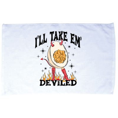 ILl Take Em Deviled Funny Thanksgiving Deviled Eggs Microfiber Hand Towel