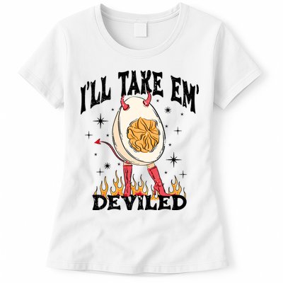 ILl Take Em Deviled Funny Thanksgiving Deviled Eggs Womens T-Shirt
