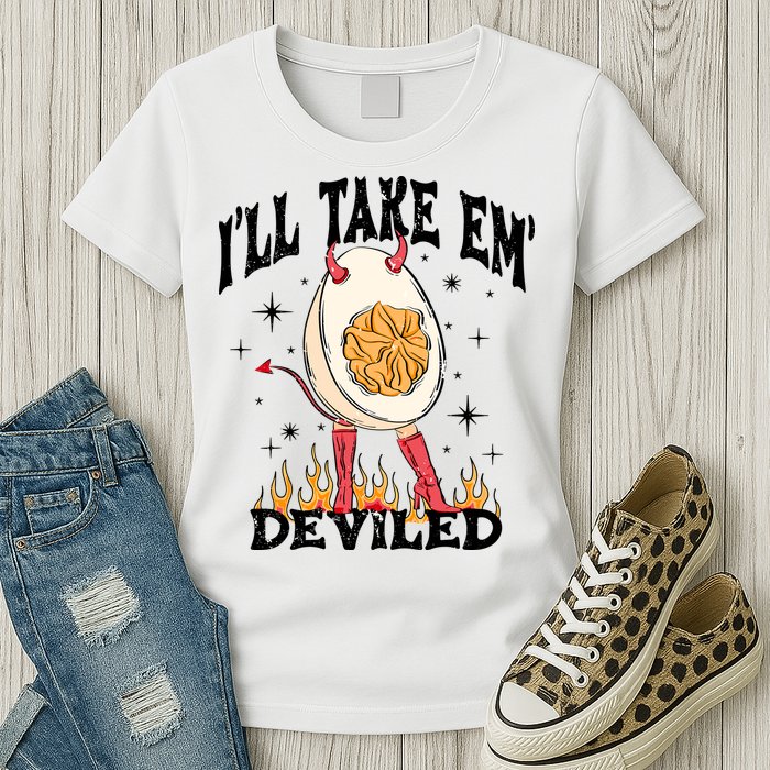 ILl Take Em Deviled Funny Thanksgiving Deviled Eggs Womens T-Shirt