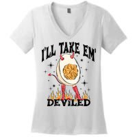 ILl Take Em Deviled Funny Thanksgiving Deviled Eggs Women's V-Neck T-Shirt