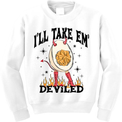 ILl Take Em Deviled Funny Thanksgiving Deviled Eggs Kids Sweatshirt