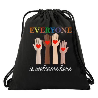 Idaho Teacher Everyone Is Welcome Here Fist Hand Support Drawstring Bag