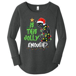 Is This Enough Jolly Grumpy Santa Cat Merry Christmas Women's Perfect Tri Tunic Long Sleeve Shirt