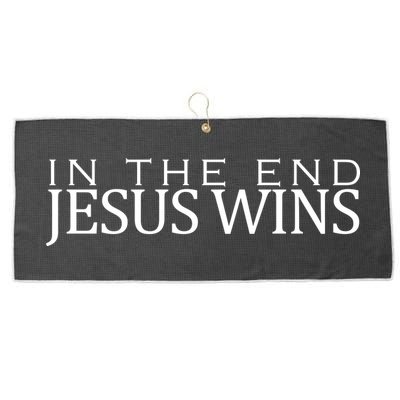 In The End Jesus Wins Christianity Large Microfiber Waffle Golf Towel