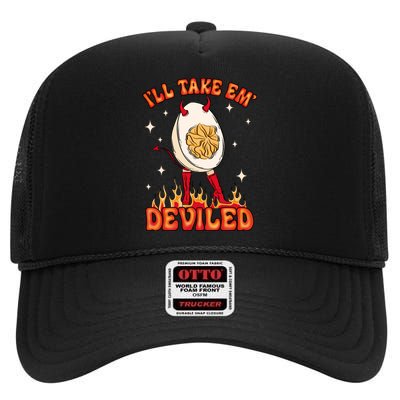 ILl Take Em Deviled Egg Funny Thanksgiving High Crown Mesh Back Trucker Hat