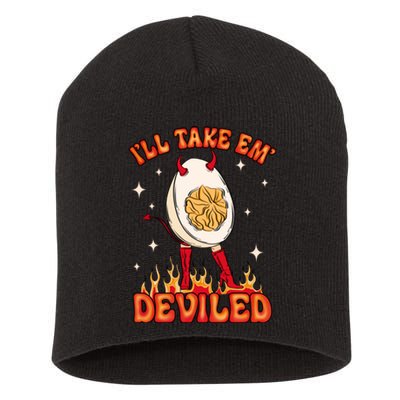 ILl Take Em Deviled Egg Funny Thanksgiving Short Acrylic Beanie