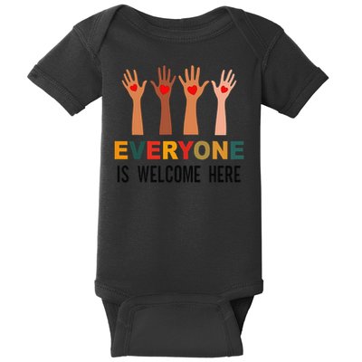 Idaho Teacher Everyone Is Welcome Here Fist Hand Support Baby Bodysuit