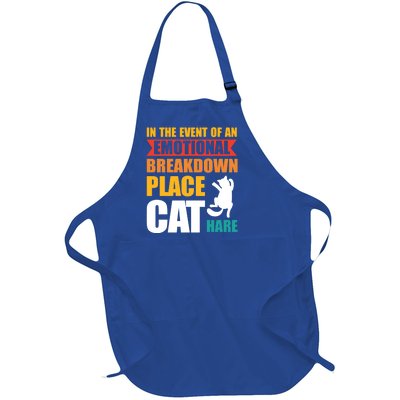 In The Event Of An Emotional Breakdown Place Cat Hare Gift Full-Length Apron With Pockets