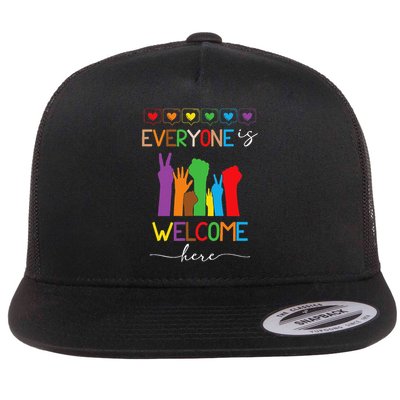 Idaho Teacher Everyone Is Welcome Here  Flat Bill Trucker Hat
