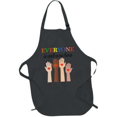 Idaho Teacher Everyone Is Welcome Here Fist Hand Support Full-Length Apron With Pockets