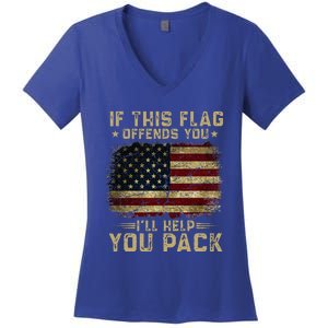 If This Flag Offends You ILl Help You Pack American Flag Women's V-Neck T-Shirt