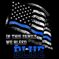 In This Family We Bleed Blue Police Blue Line Flag USA Button