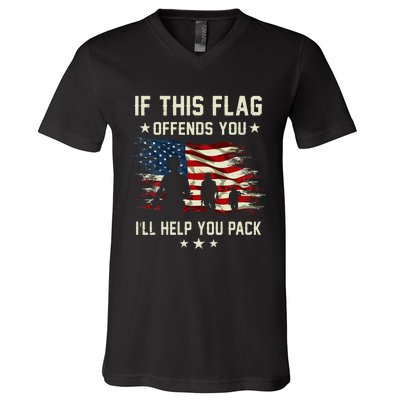 If This Flag Offends You ILl Help You Pack Army Veteran V-Neck T-Shirt