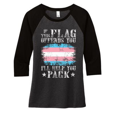 If This Flag Offends You Rainbow Pride Women's Tri-Blend 3/4-Sleeve Raglan Shirt