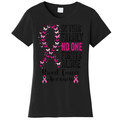 In This Family No One Fight Alone Breast Cancer Awareness Women's T-Shirt